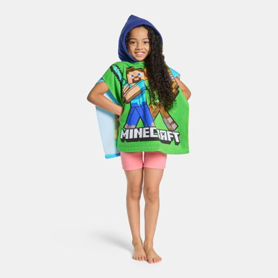 Ohs Kids Minecraft Beach Hooded Towel Poncho Absorbent Quick Dry from B&Q