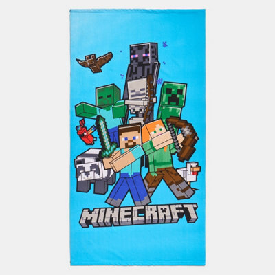 Ohs Kids Minecraft Beach Bath Towel Absorbent Quick Dry Microfibre from B&Q