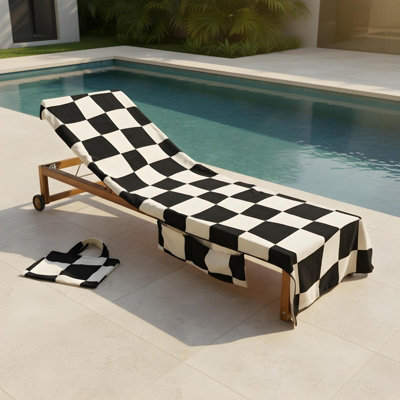 Ohs Checkerboard Beach Towel With Bag Quick Dry Absorbent Travel Spa from B&Q