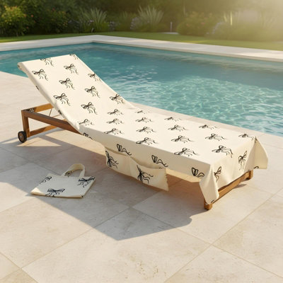 Ohs Bows Beach Towel With Bag Quick Dry Absorbent Travel Spa from B&Q