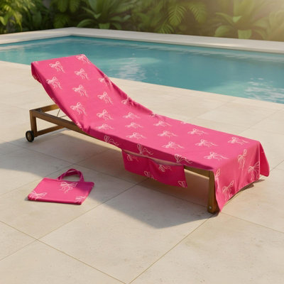 Ohs Bows Beach Towel With Bag Quick Dry Absorbent Travel Spa from B&Q