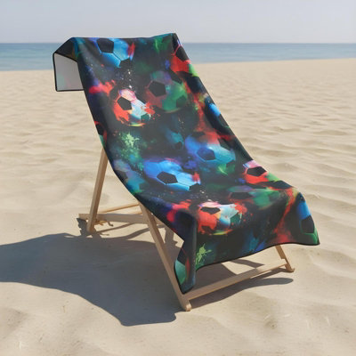 Ohs Neon Football Beach Towel Bath Travel Quick Dry Microfibre Absorbent from B&Q
