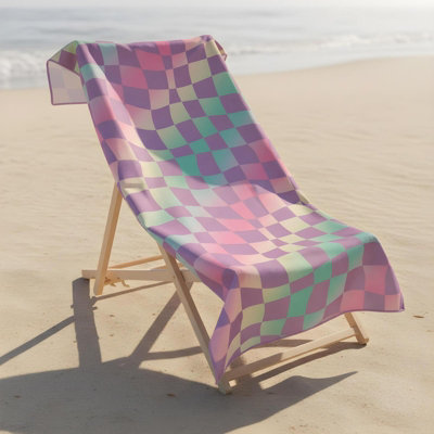 Ohs Checkerboard Beach Towel Bath Travel Quick Dry Microfibre Absorbent from B&Q