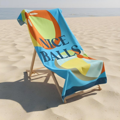 Ohs Nice Balls Slogan Beach Towel Bath Travel Quick Dry Microfibre Absorbent from B&Q