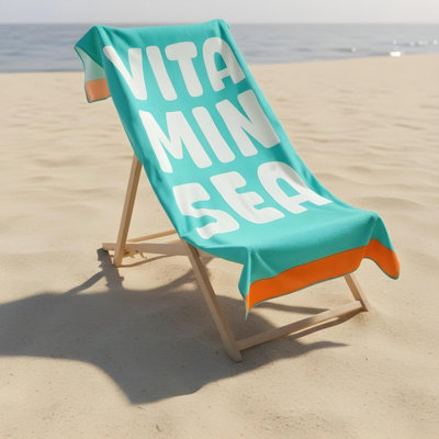 Ohs Vitamin Sea Slogan Beach Towel Bath Travel Quick Dry Microfibre Absorbent from B&Q