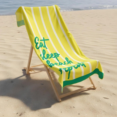 Ohs Eat Sleep Slogan Beach Towel Bath Travel Quick Dry Microfibre Absorbent from B&Q