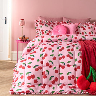 Ohs Cherry Frill Edge Coverless 7.5 Tog Duvet Set With PillowcaseDouble from B&Q