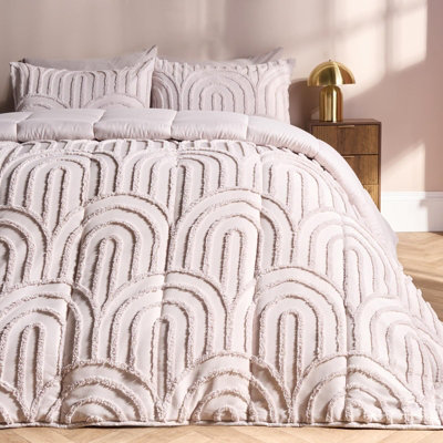 Ohs Tufted Arches Coverless 7.5 Tog Duvet Set Pillowcase Quilted CoverStoneKing from B&Q