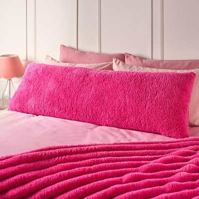 Ohs Long Bolster Pillow Teddy Fleece Body Neck Pregnancy Support Cushion from B&Q
