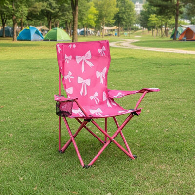 Ohs Kids Bows Camping Chair Folding Garden Outdoor Picnic Seat from B&Q