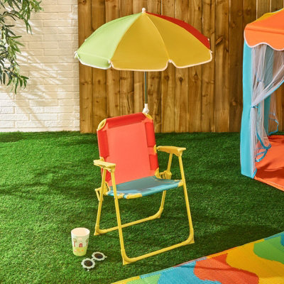 Ohs Kids Camping Chair Parasol Set Picnic Outdoor Folding Seat from B&Q