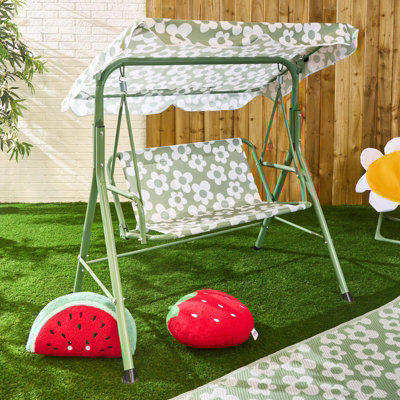 Ohs Kids Daisy 2 Seater Swing Bench Canopy Garden Patio Play Set from B&Q