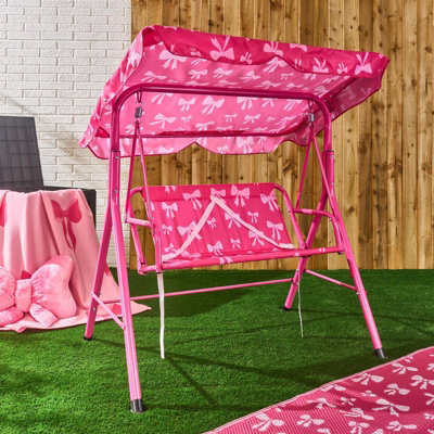 Ohs Kids Bows 2 Seater Swing Bench Canopy Garden Patio Play Set from B&Q