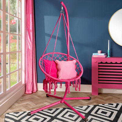 Ohs Macrame Hanging Chair Outdoor Swing Garden Hammock Rope Tassels from B&Q