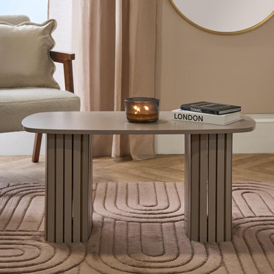 Ohs Madison Ribbed Long Coffee Table Living Room Office End Side Table - Natural from B&Q