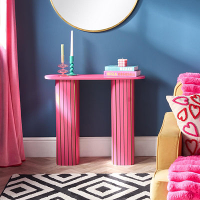 Ohs Madison Console Table Ribbed Engineered Wood Entryway Display DeskHot Pink from B&Q