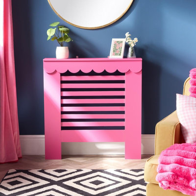 Ohs Scallop Radiator Cover Engineered Wood Side Board ShelfHot Pink from B&Q