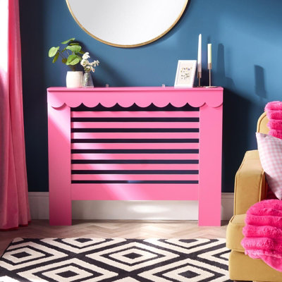 Ohs Scallop Radiator Cover Engineered Wood Side Board ShelfHot Pink from B&Q