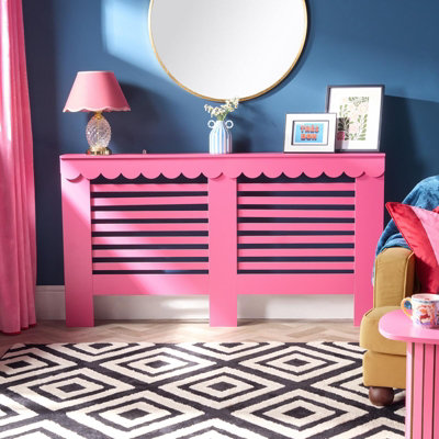 Ohs Scallop Radiator Cover Engineered Wood Side Board ShelfHot Pink from B&Q