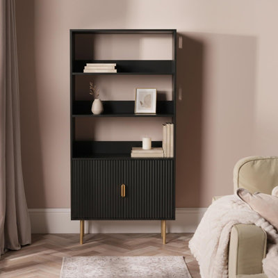 Ohs Ribbed Display Unit Modern Drawer Cabinet Shelf StorageBlack from B&Q