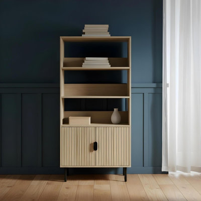 Ohs Ribbed Display Unit Modern Drawer Cabinet Shelf StorageLight Wood from B&Q