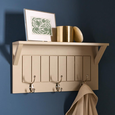 Ohs Wall Shelf Coat Rack Wood Effect Floating Display Unit from B&Q