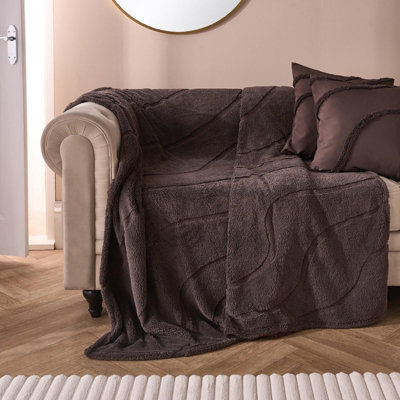 Ohs Tufted Contour Throw Teddy Fleece Blanket Winter Soft Warm BedspreadCoffee180 X 200 Cm from B&Q