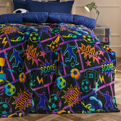 Ohs Comic Football Flannel Fleece Throw Blanket Soft Bedspread from B&Q