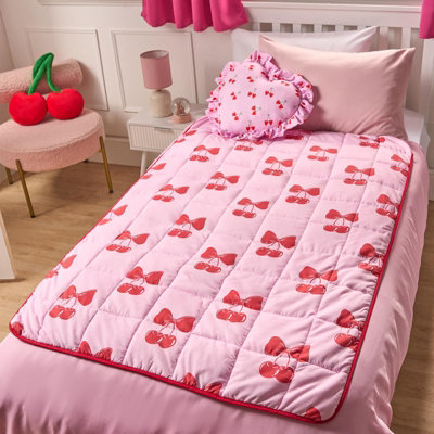 Ohs Kids Cherry Bow 3Kg Weighted Blanket Sensory Sleep Therapy Quilted ThrowPink from B&Q
