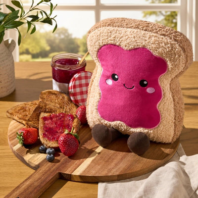 Ohs Rosie The Jam Toast Filled Cushion Novelty Home Decor Fleece Toy from B&Q