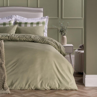 Ohs Plain Dyed Duvet Cover With Pillowcase Bedding SetSageDouble from B&Q