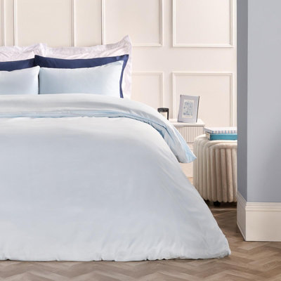 Ohs Plain Dyed Duvet Cover With Pillowcase Bedding SetLight BlueDouble from B&Q