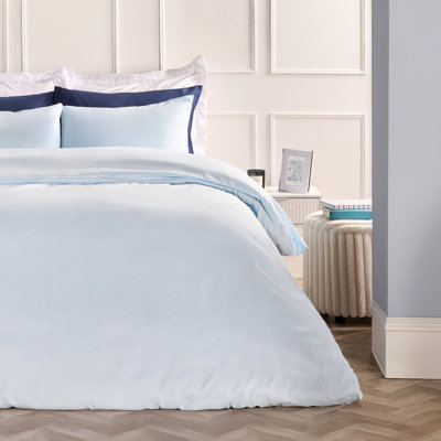 Ohs Plain Dyed Duvet Cover With Pillowcase Bedding SetLight BlueKing from B&Q