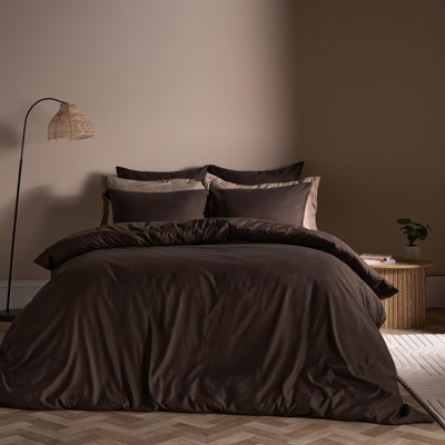 Ohs Plain Dyed Duvet Cover With Pillowcase Bedding SetCoffeeKing from B&Q