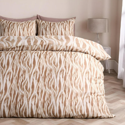 Ohs Watercolour Zebra Print Microfibre Duvet Cover Bedding SetTanKing from B&Q