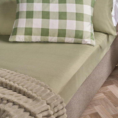 Ohs Ultra Soft Microfibre Plain Fitted Bed SheetSageSingle from B&Q