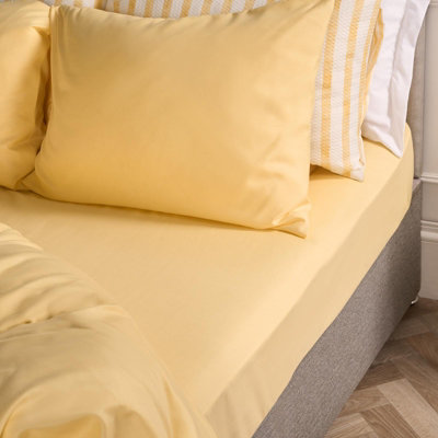 Ohs Ultra Soft Microfibre Plain Fitted Bed SheetLemonSingle from B&Q