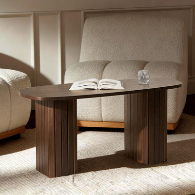Ohs Madison Ribbed Long Coffee Table Living Room Office End Side TableDark Brown from B&Q