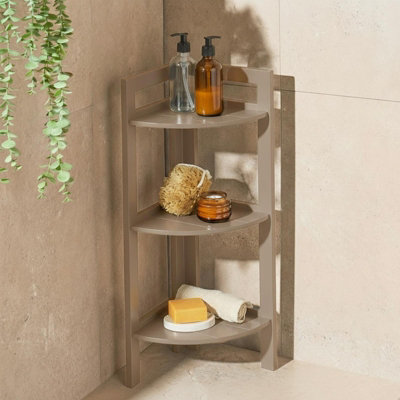 Ohs 3 Tier Wood Corner Shelving Unit Storage Home Organiser Display from B&Q