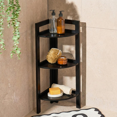 Ohs 3 Tier Wood Corner Shelving Unit Storage Home Organiser Display from B&Q