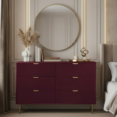 Ohs Ribbed 6 Drawer Cabinet Chest Of Drawers SideboardDark Berry from B&Q