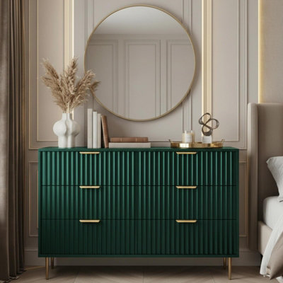 Ohs Ribbed 6 Drawer Cabinet Chest Of Drawers SideboardDeep Forest Green from B&Q