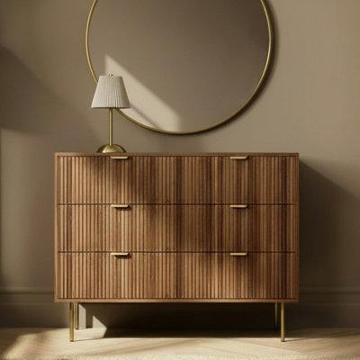 Ohs Ribbed 6 Drawer Cabinet Chest Of Drawers SideboardDark Wood from B&Q