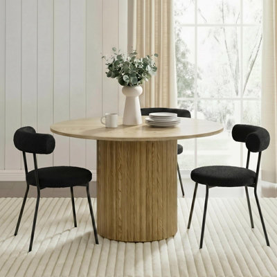 Ohs Madison Ribbed Round Dining Table Wood Effect from B&Q