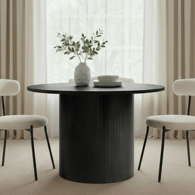 Ohs Madison Ribbed Round Dining Table Wood Effect from B&Q