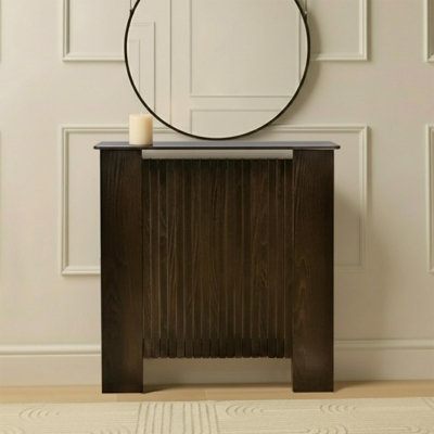 Ohs Ribbed Radiator Cover Slatted Engineered WoodDark Brown from B&Q