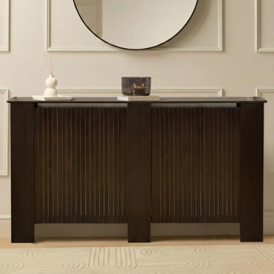 Ohs Ribbed Radiator Cover Slatted Engineered WoodDark Brown from B&Q