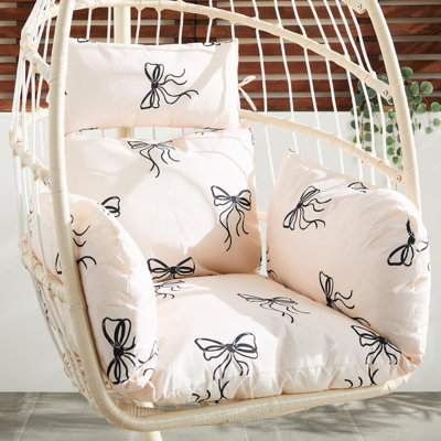 B&Q -  Egg Chair Cushion Large Headrest Pillow Outdoor Garden Water ResistantMono Bows