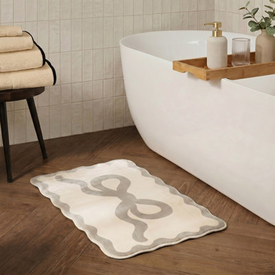 Ohs Bow Velvet Bath Mat Soft Absorbent Shower Rug from B&Q