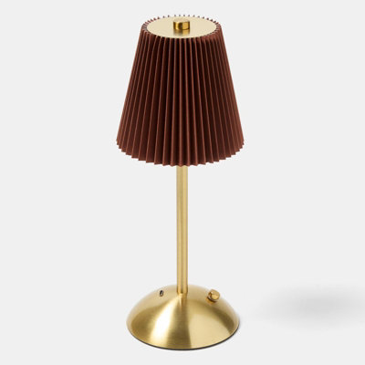 Ohs Pleated Bedside Lamp Led Rechargeable Cordless Night LightCoffee from B&Q